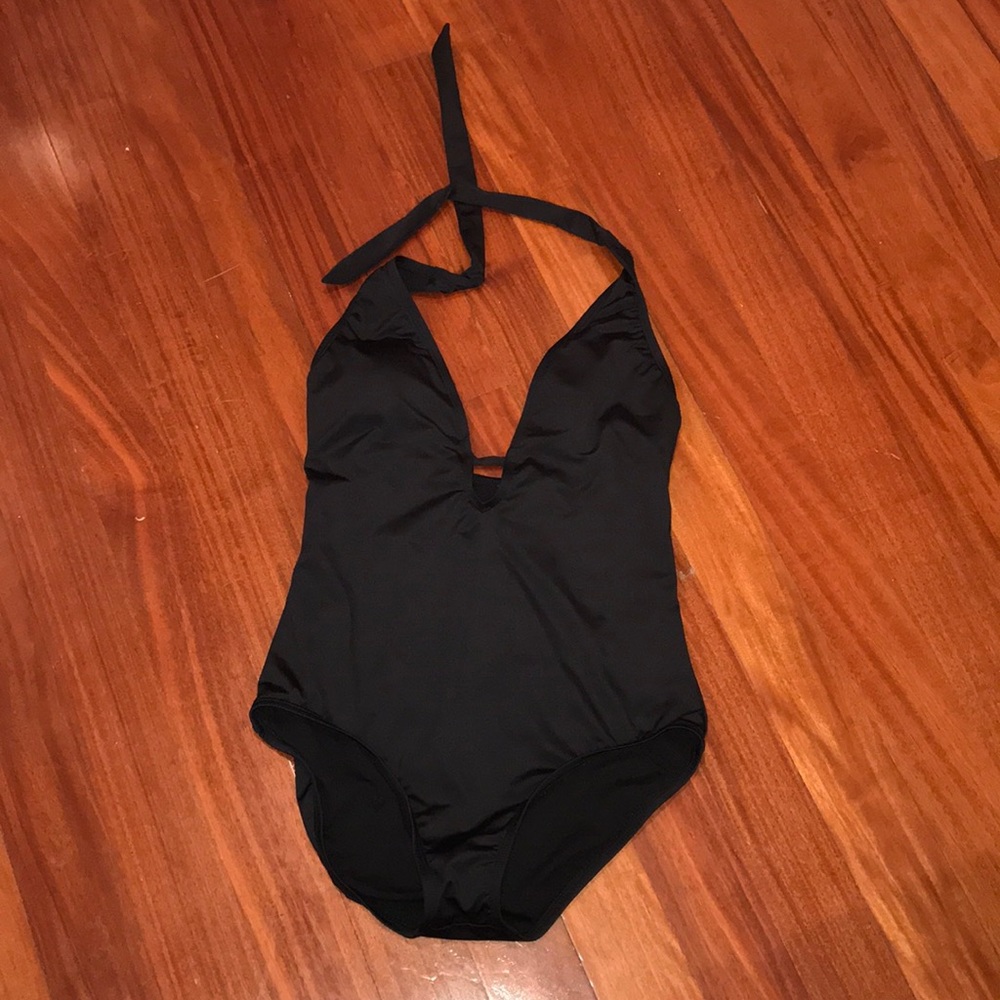 Clean Water plunge tie black swimsuit one piece M